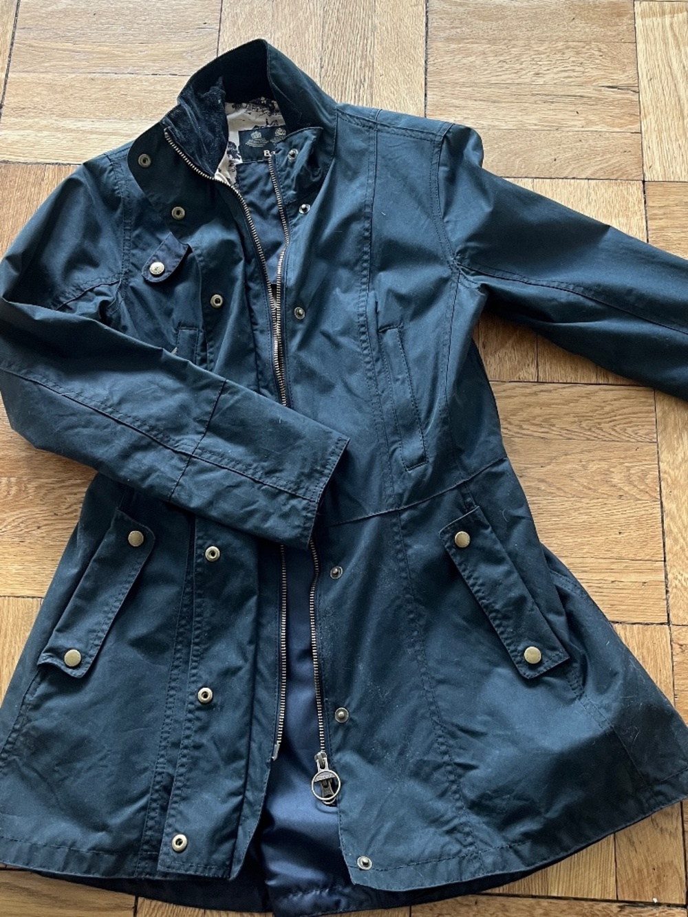 Barbour Holsteiner Panelled Flared Jacket Dark Navy 6 US 10 UK - Picture 2 of 7